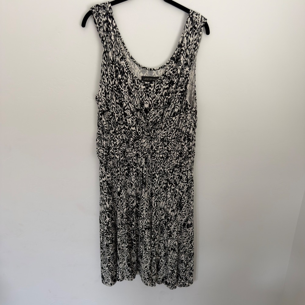 Lane Bryant Black White Abstract Print Ruched Surplice Dress Plus Size 14/16